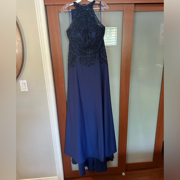 Navy Blue MGNY Full-Length Dress - Picture 2 of 10